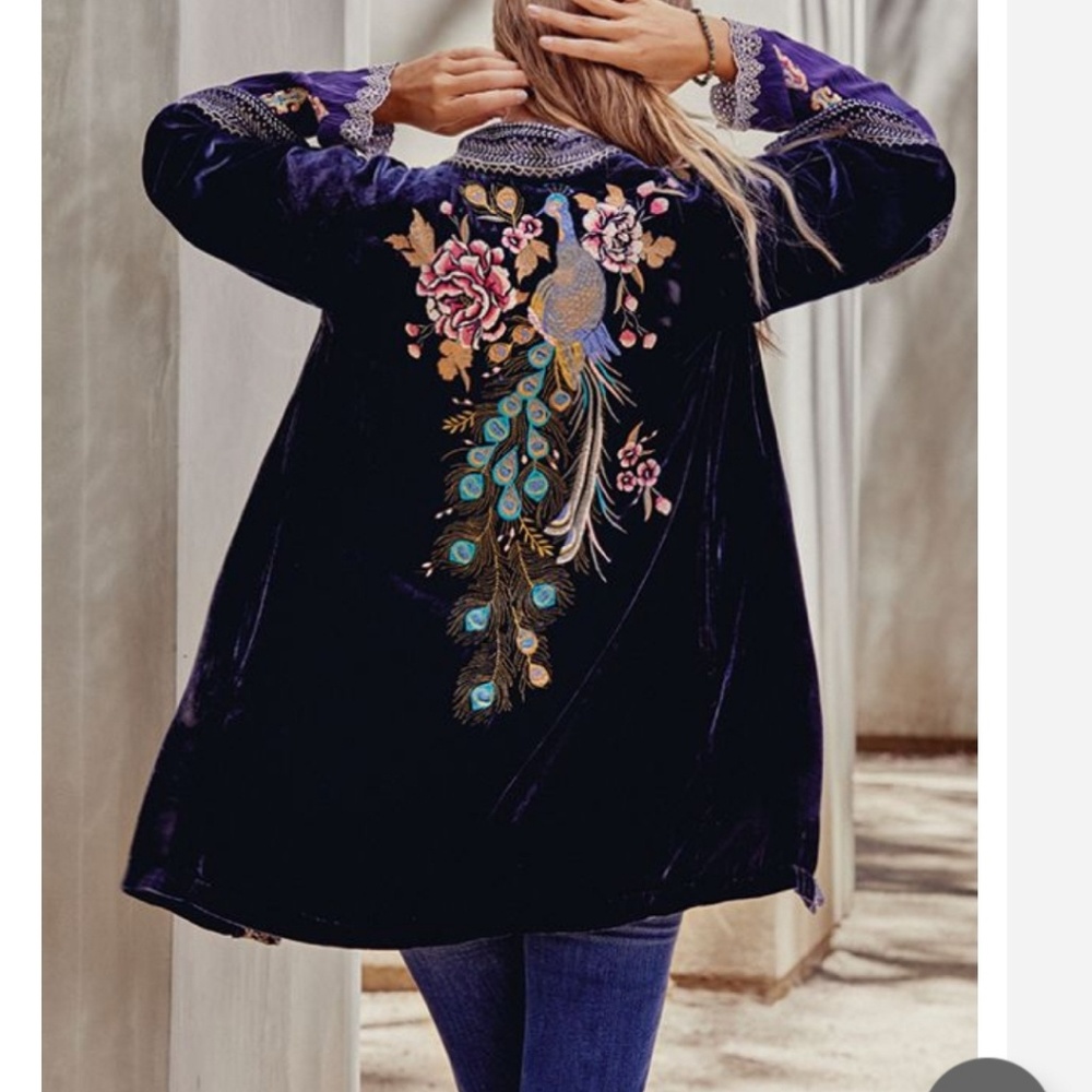 Nwt Johnny Was embroidered Velvet Kimono size L - Picture 1 of 8